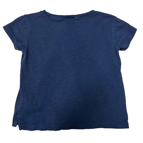 J Crew Girls shortsleeve heart-pocket T-shirt size 3t Basic Tee navy Blue & Gray - Picture 3 of 9